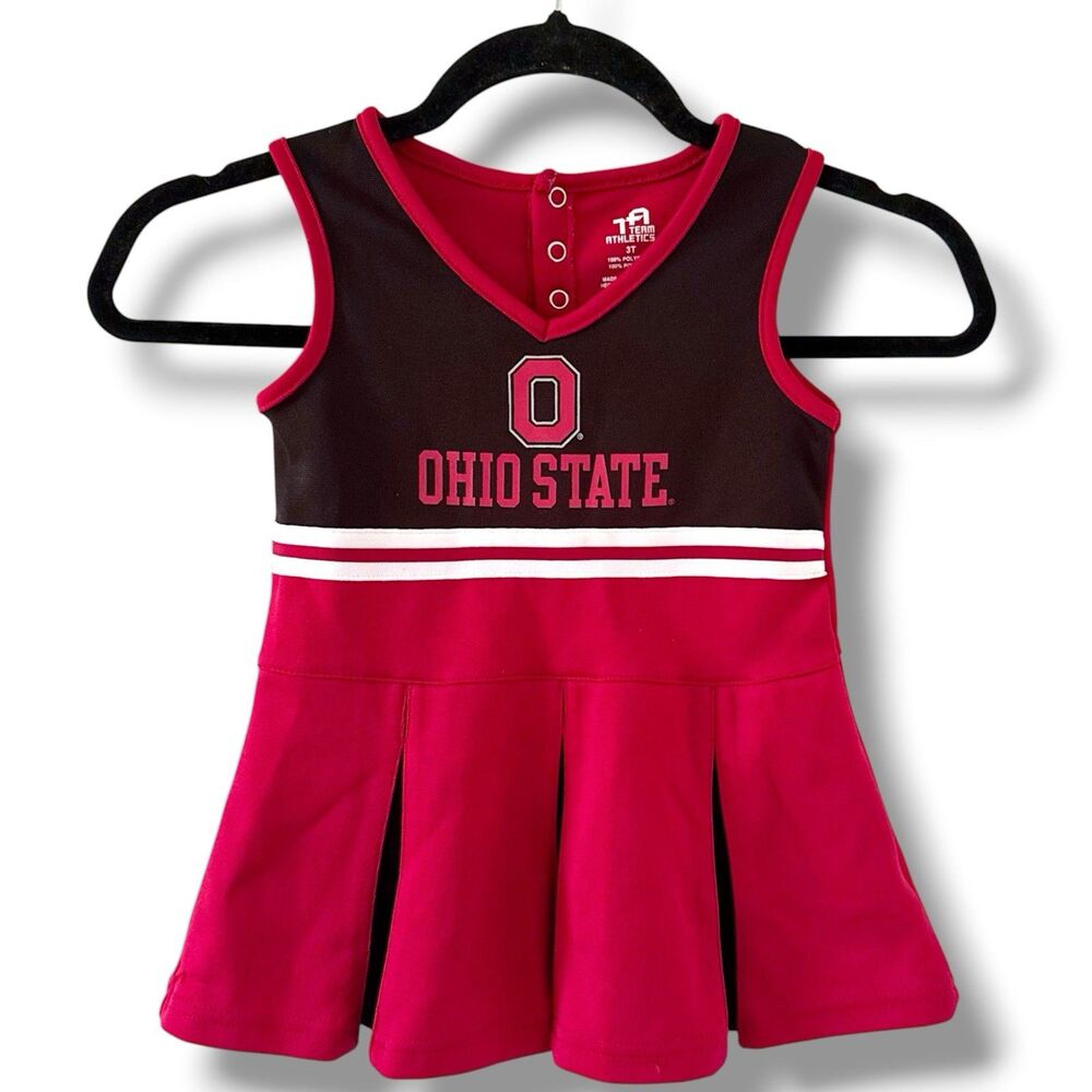 Team Athletics Ohio State Cheerleader Uniform Outfit Dress Girls Toddler 3T  Red